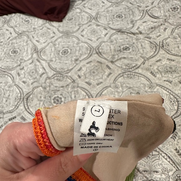 Vintage America Multicolor Striped Crochet Crop Top - Red, Green, Blue, Yellow - Picture 4 of 4